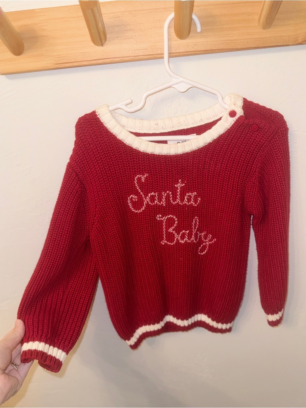 Santa Baby Red Bamboo Knit Toddler Holiday Christmas Unisex Sweater 2T